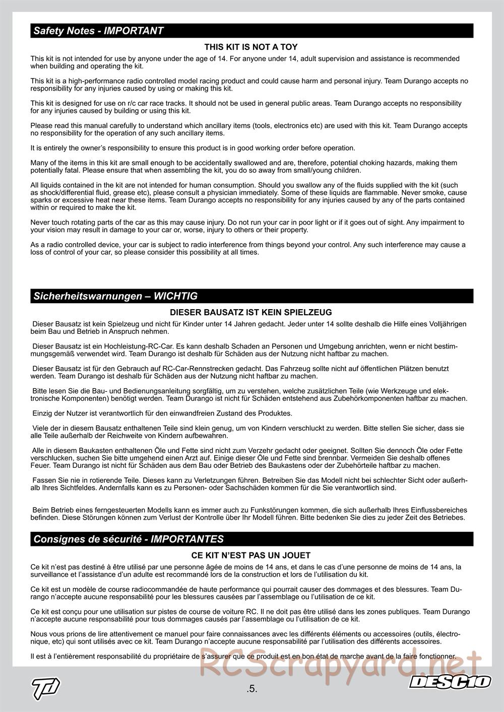 Durango - DESC10 - Manual - Page 5