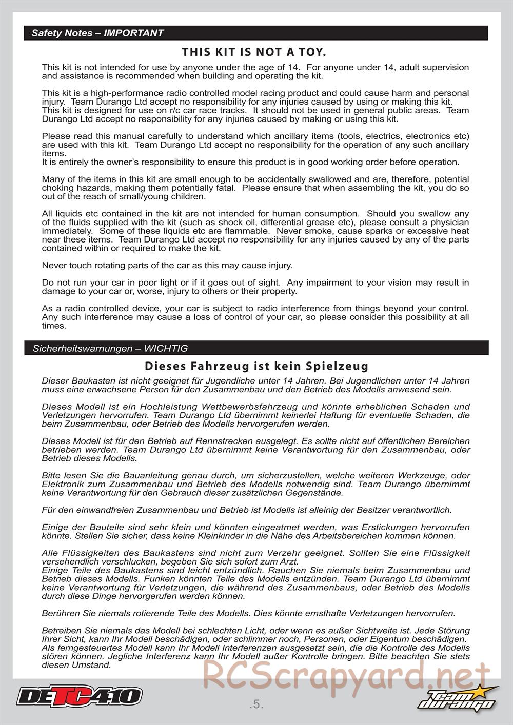 Durango - DETC410 - Manual - Page 5