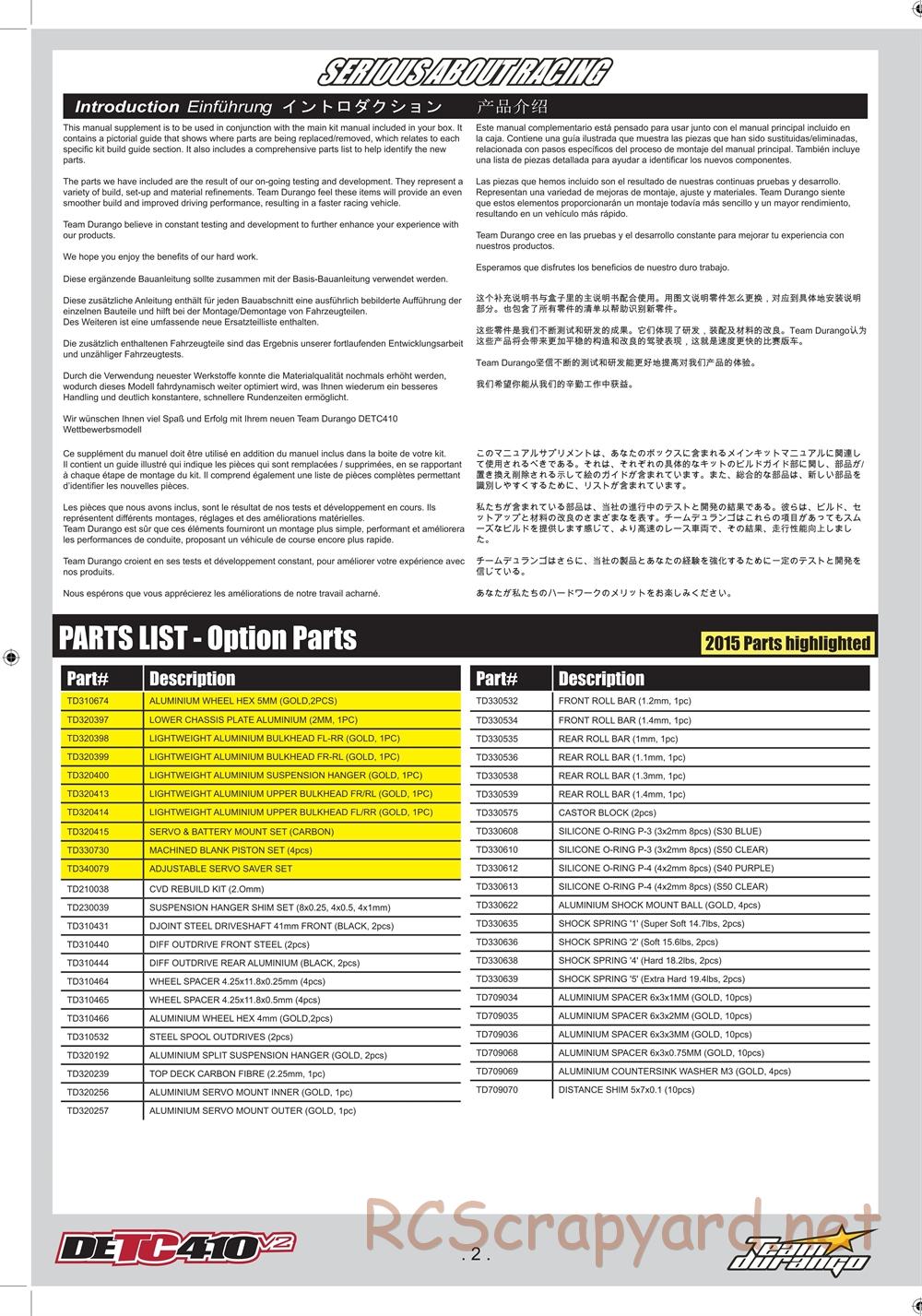 Durango - DETC410 V2 - Manual Supplement - Page 2