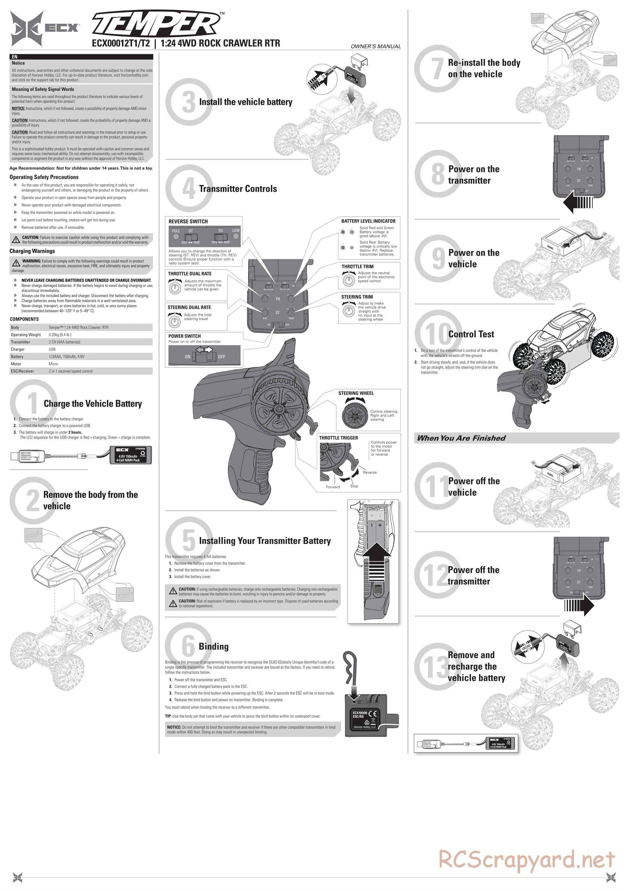 ECX - Temper 4WD - Manual - Page 1