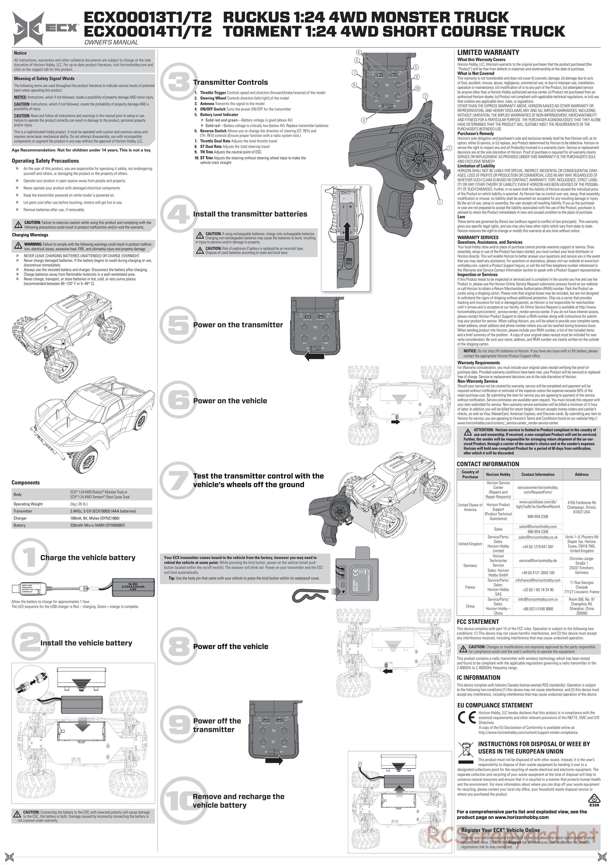 ECX - Ruckus 4WD - Manual - Page 1