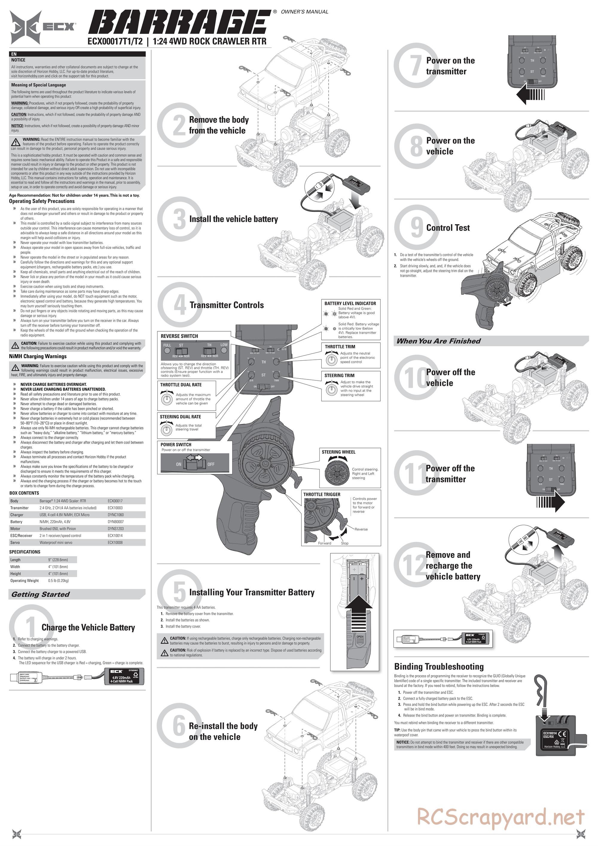 ECX - Barrage 4WD - Manual - Page 1
