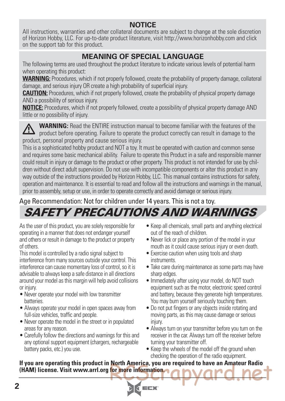 ECX - Barrage UV 4WD - Manual - Page 2