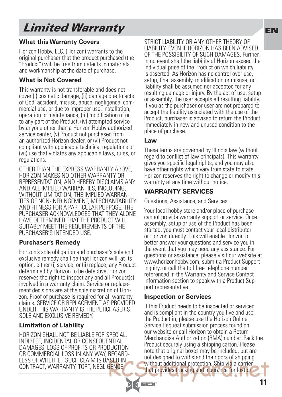 ECX - Barrage UV 4WD - Manual - Page 11