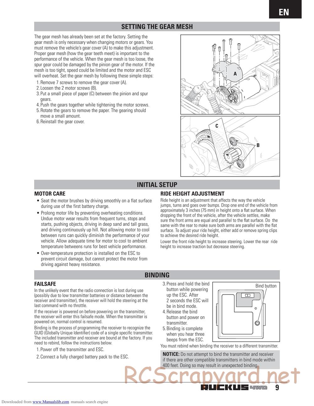 ECX - Ruckus 4WD - Manual - Page 9