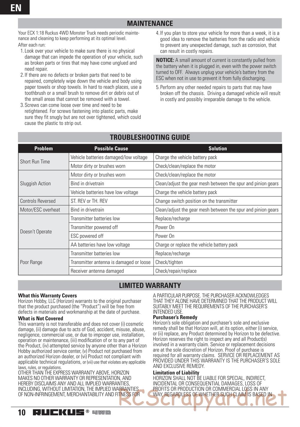 ECX - Ruckus 4WD - Manual - Page 10