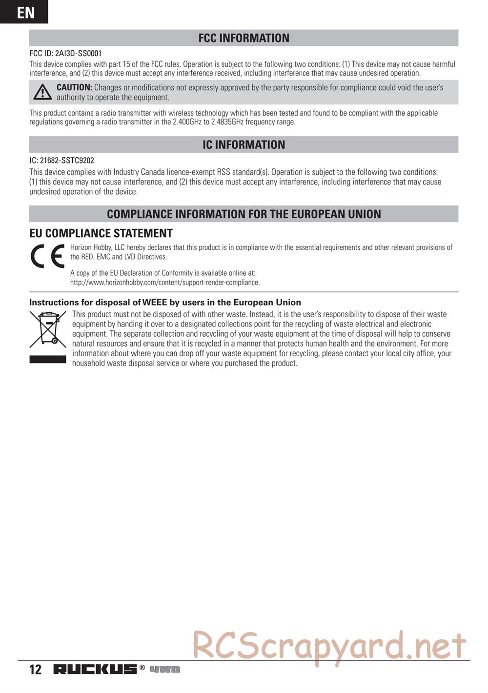 ECX - Ruckus 4WD - Manual - Page 12