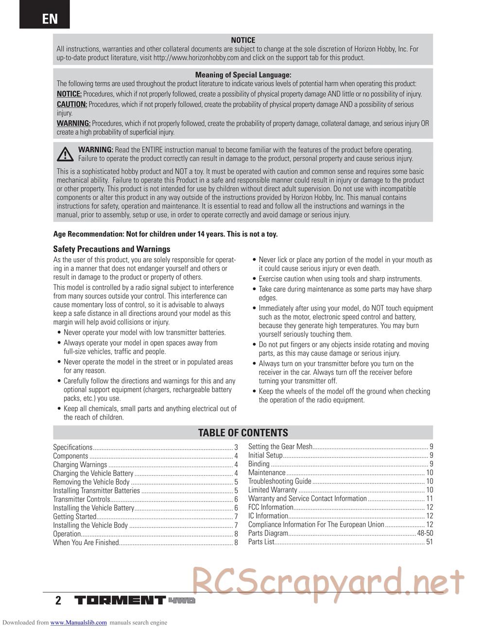 ECX - Torment 4WD (2013) - Manual - Page 2