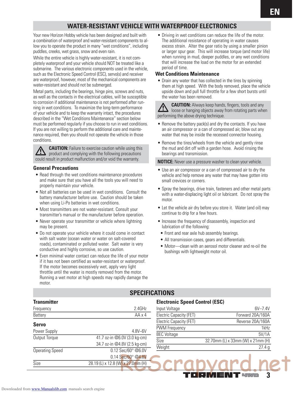 ECX - Torment 4WD (2013) - Manual - Page 3