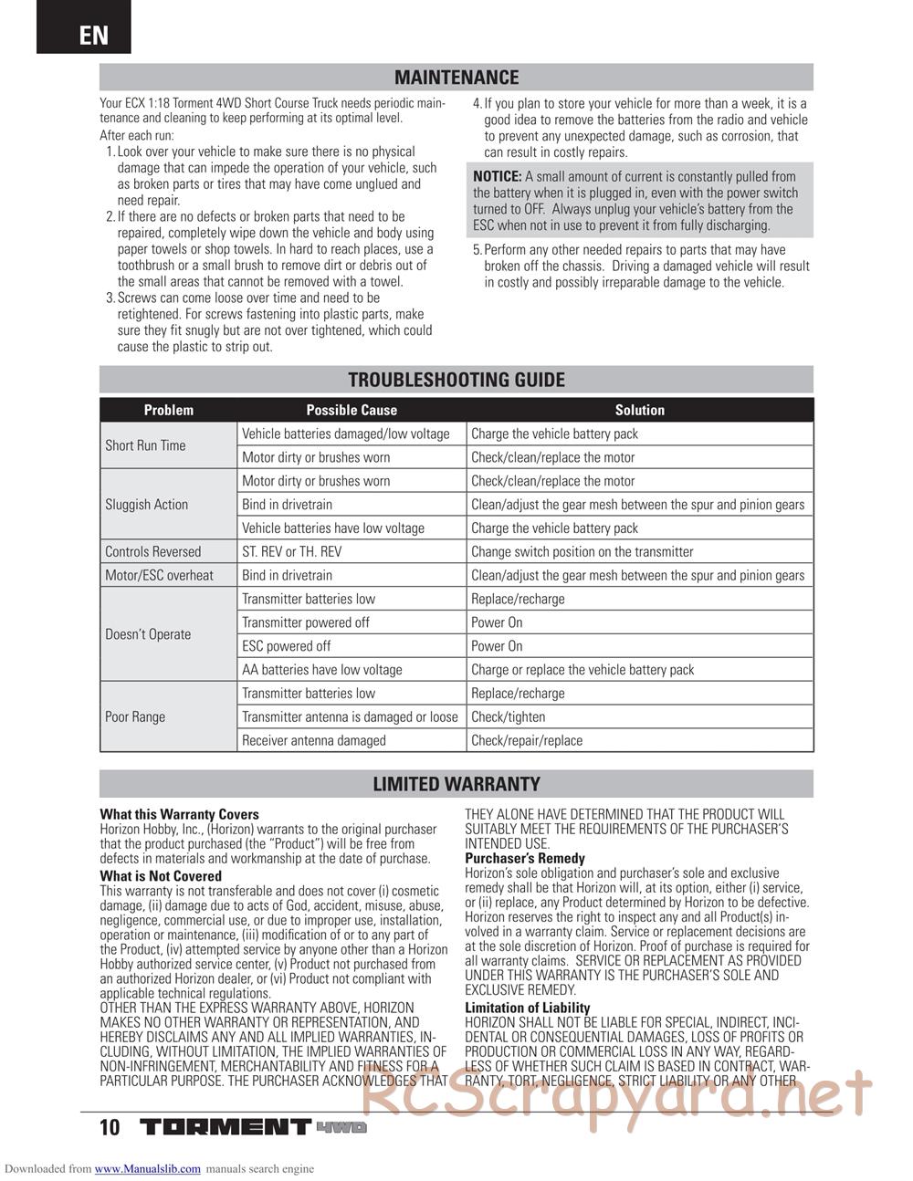 ECX - Torment 4WD (2013) - Manual - Page 10