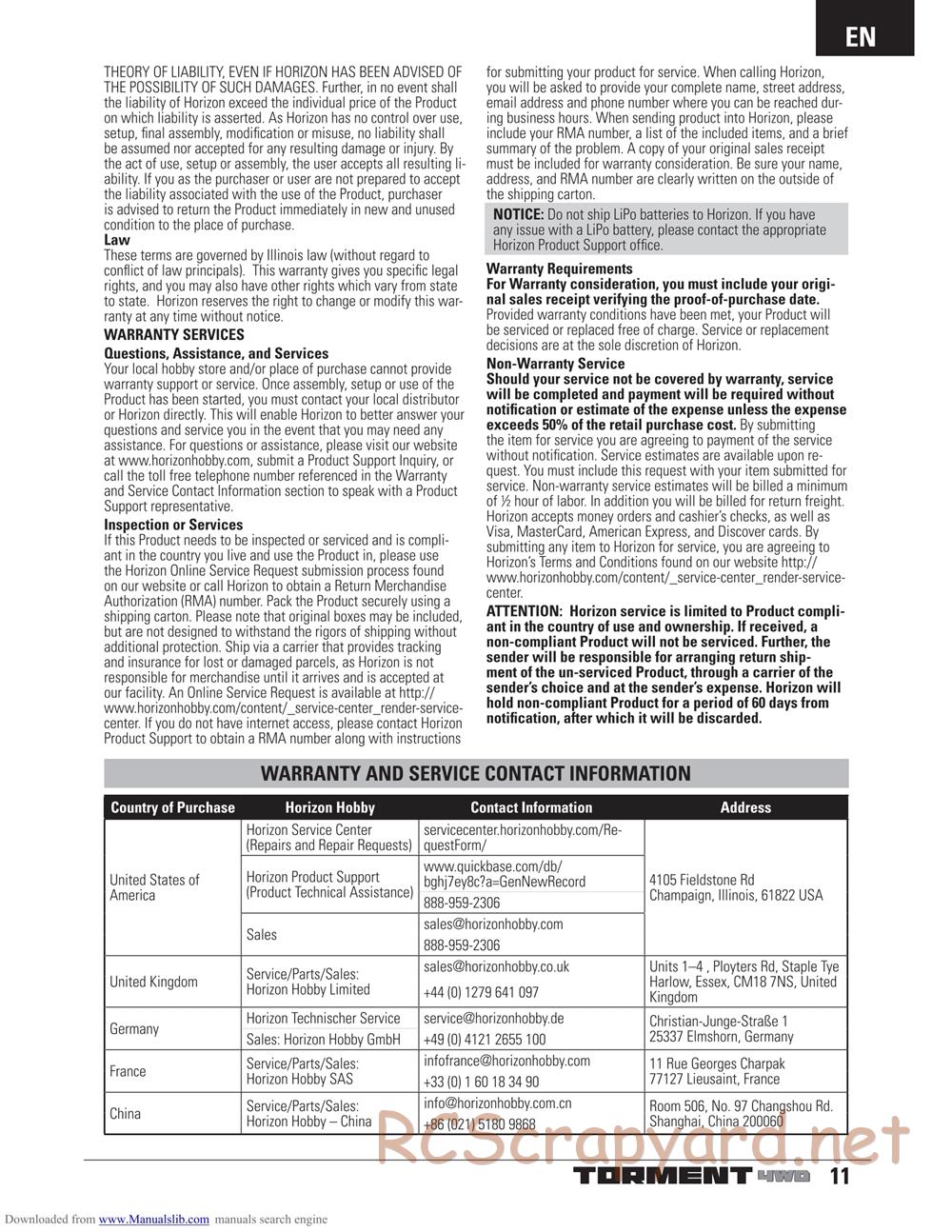 ECX - Torment 4WD (2013) - Manual - Page 11