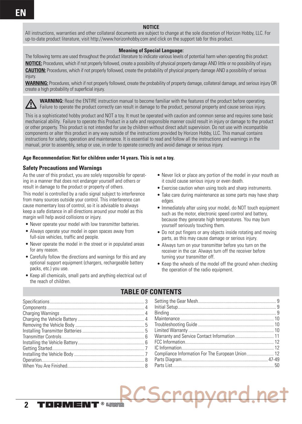 ECX - Torment 4WD - Manual - Page 2