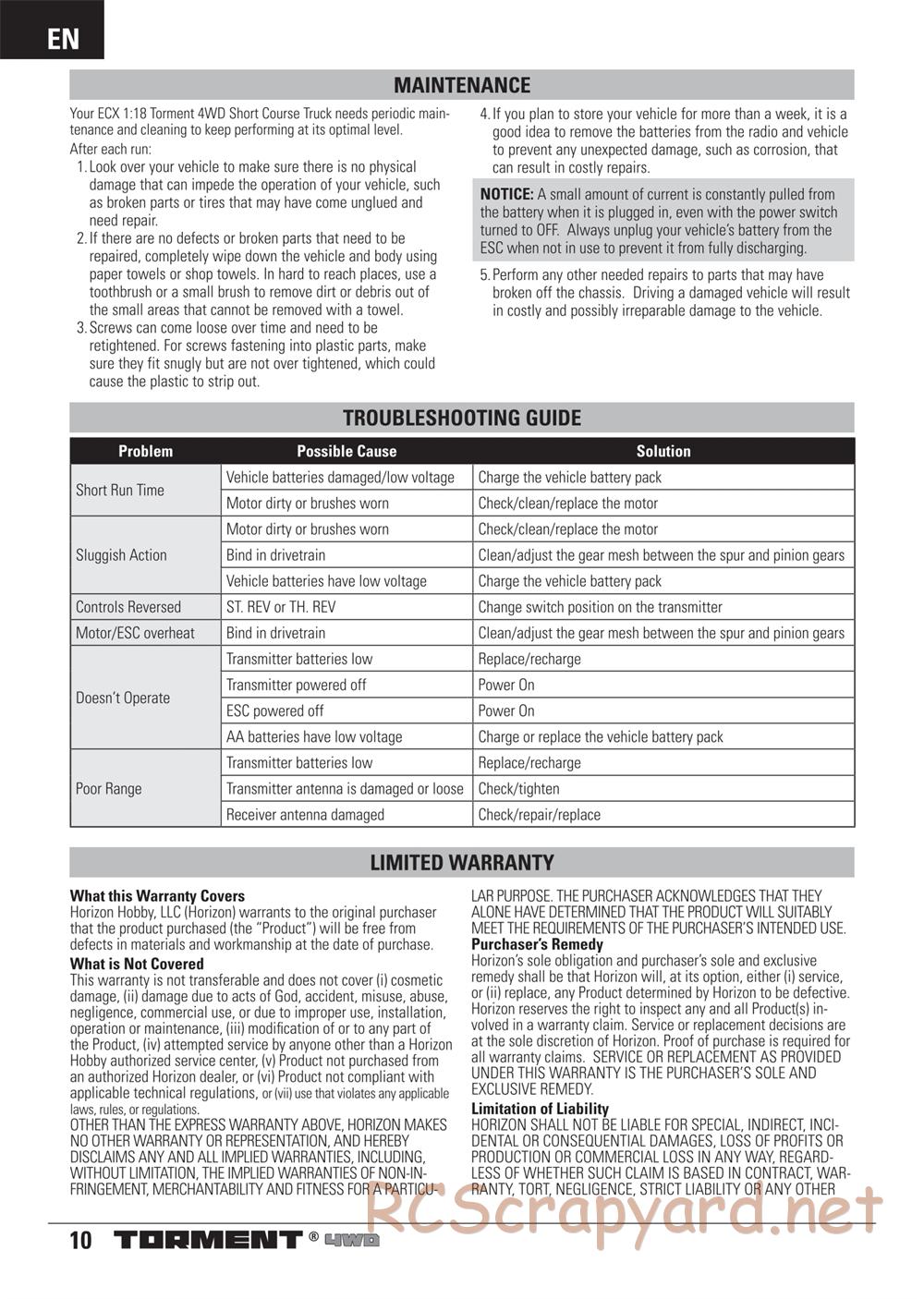 ECX - Torment 4WD - Manual - Page 10