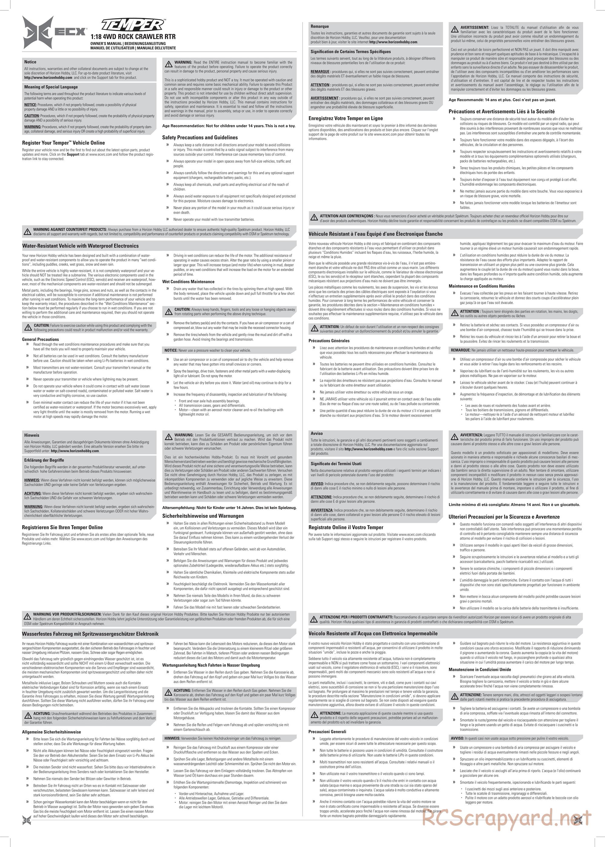 ECX - Temper 4WD - Manual - Page 1