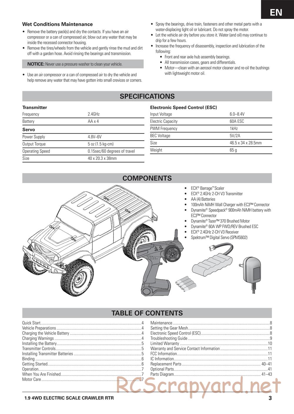 ECX - Barrage 1.9 Class 4WD - Manual - Page 3