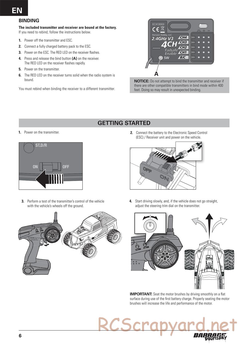 ECX - Barrage Gen2 Doomsday 1.9 4WD - Manual - Page 6