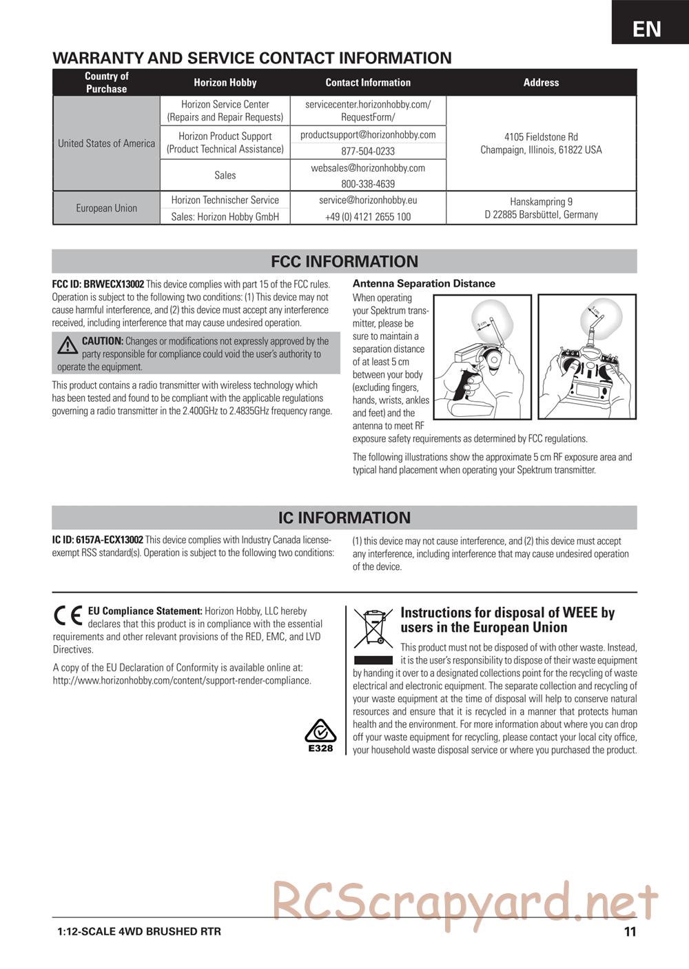 ECX - Barrage Gen2 Doomsday 1.9 4WD - Manual - Page 11