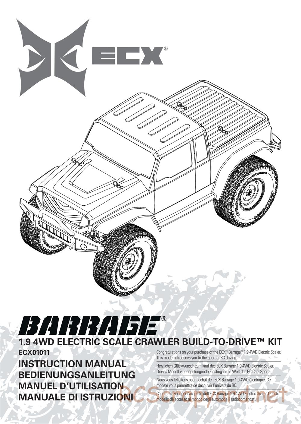 ECX - Barrage 1.9 Class 4WD Kit - Manual - Page 1