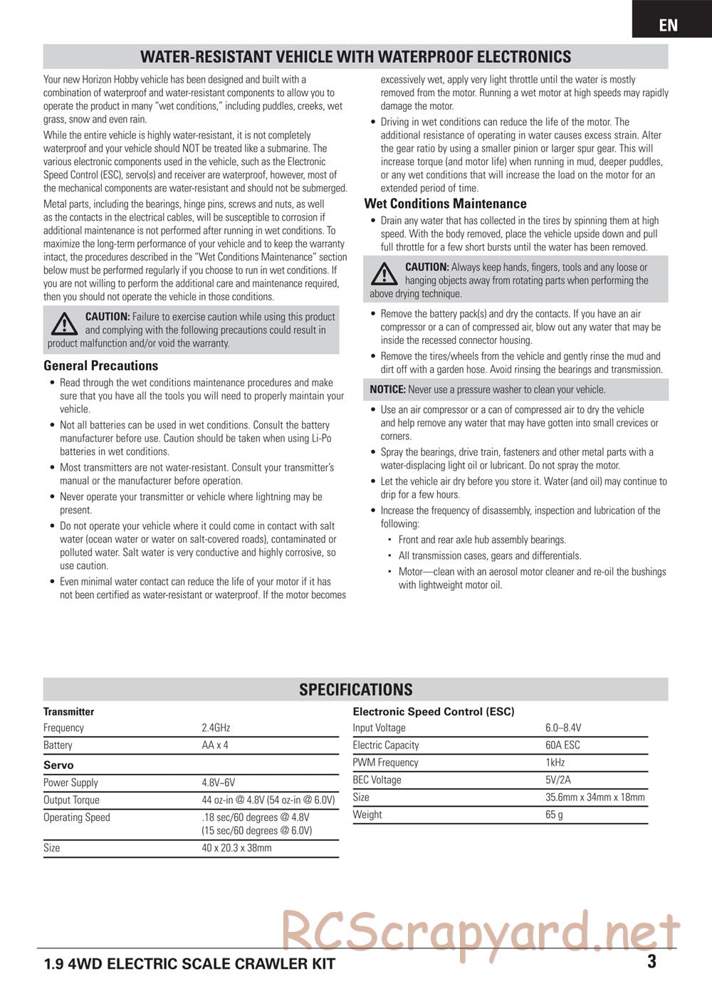 ECX - Barrage 1.9 Class 4WD Kit - Manual - Page 3
