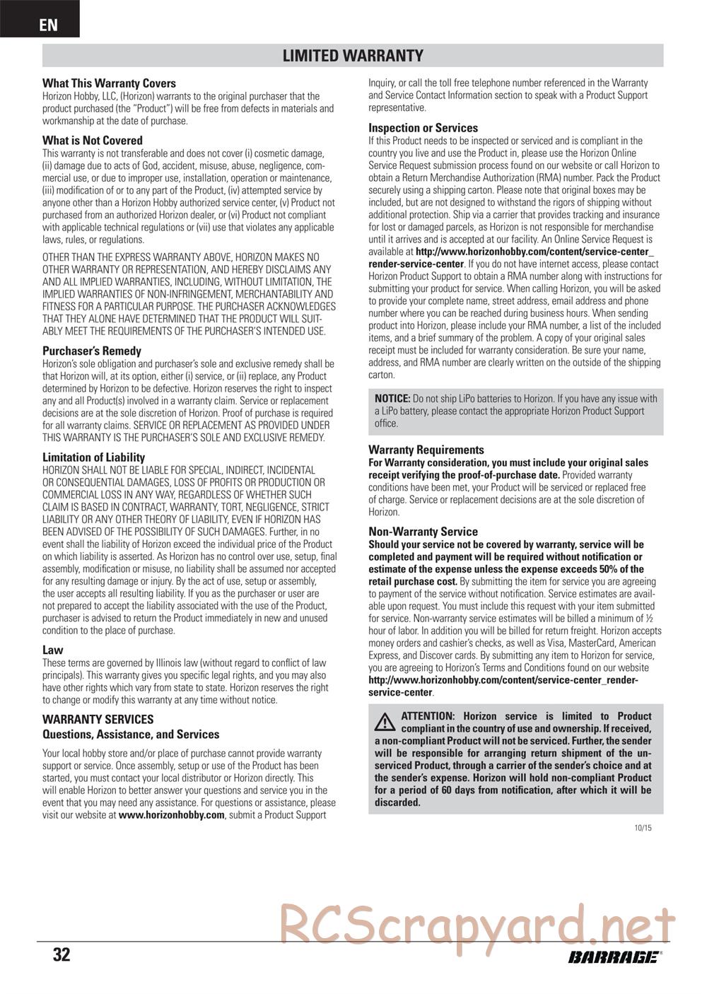ECX - Barrage 1.9 Class 4WD Kit - Manual - Page 32