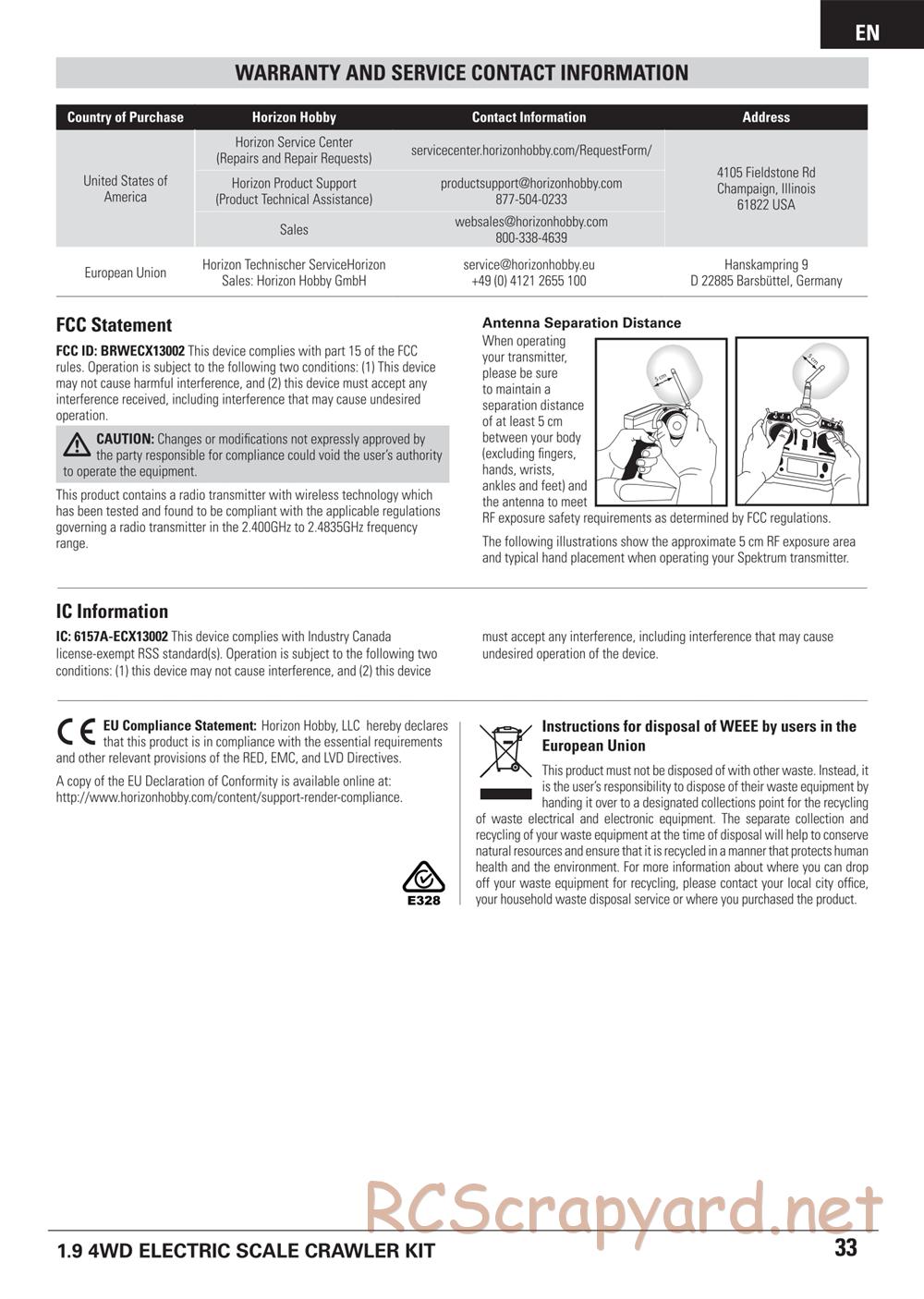 ECX - Barrage 1.9 Class 4WD Kit - Manual - Page 33