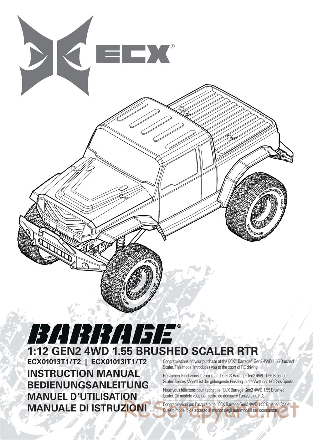 ECX - Barrage Gen2 1.55 Class 4WD - Manual - Page 1