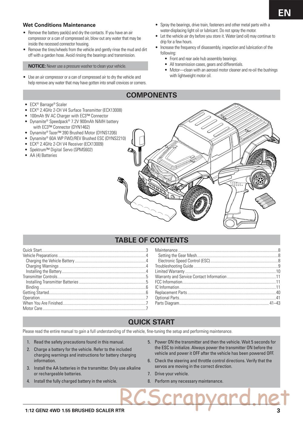 ECX - Barrage Gen2 1.55 Class 4WD - Manual - Page 3