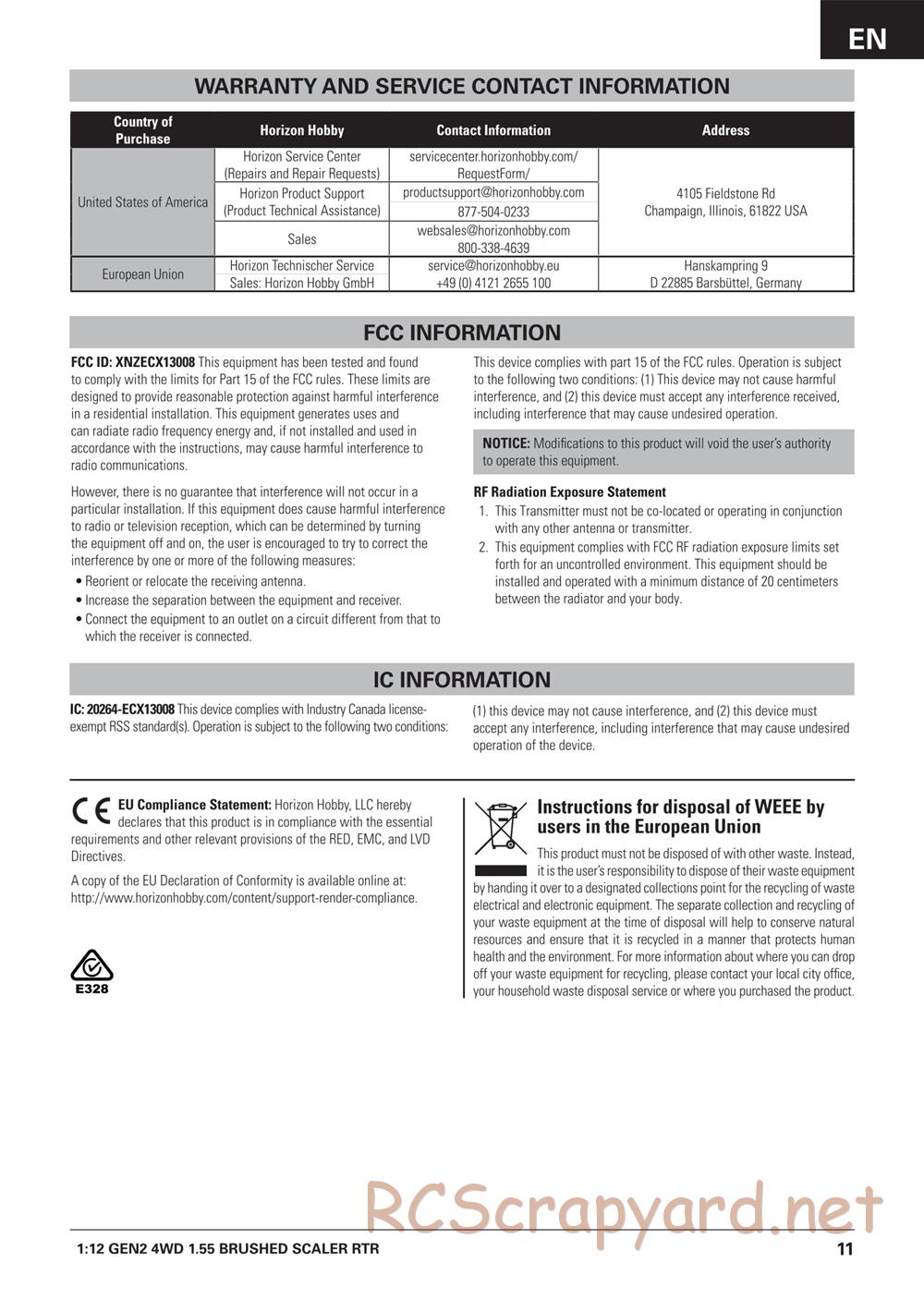 ECX - Barrage Gen2 1.55 Class 4WD - Manual - Page 11