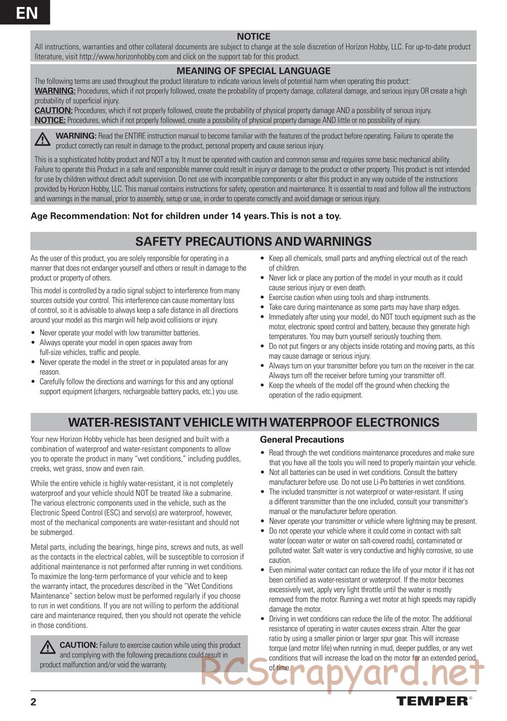 ECX - Temper Gen-2 4WD - Manual - Page 2
