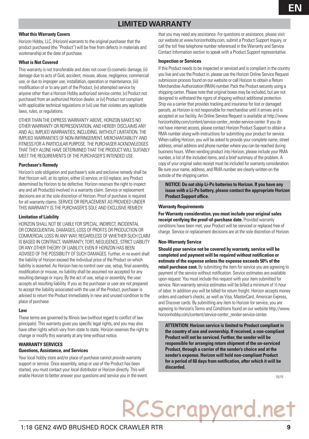 ECX - Temper Gen-2 4WD - Manual - Page 9