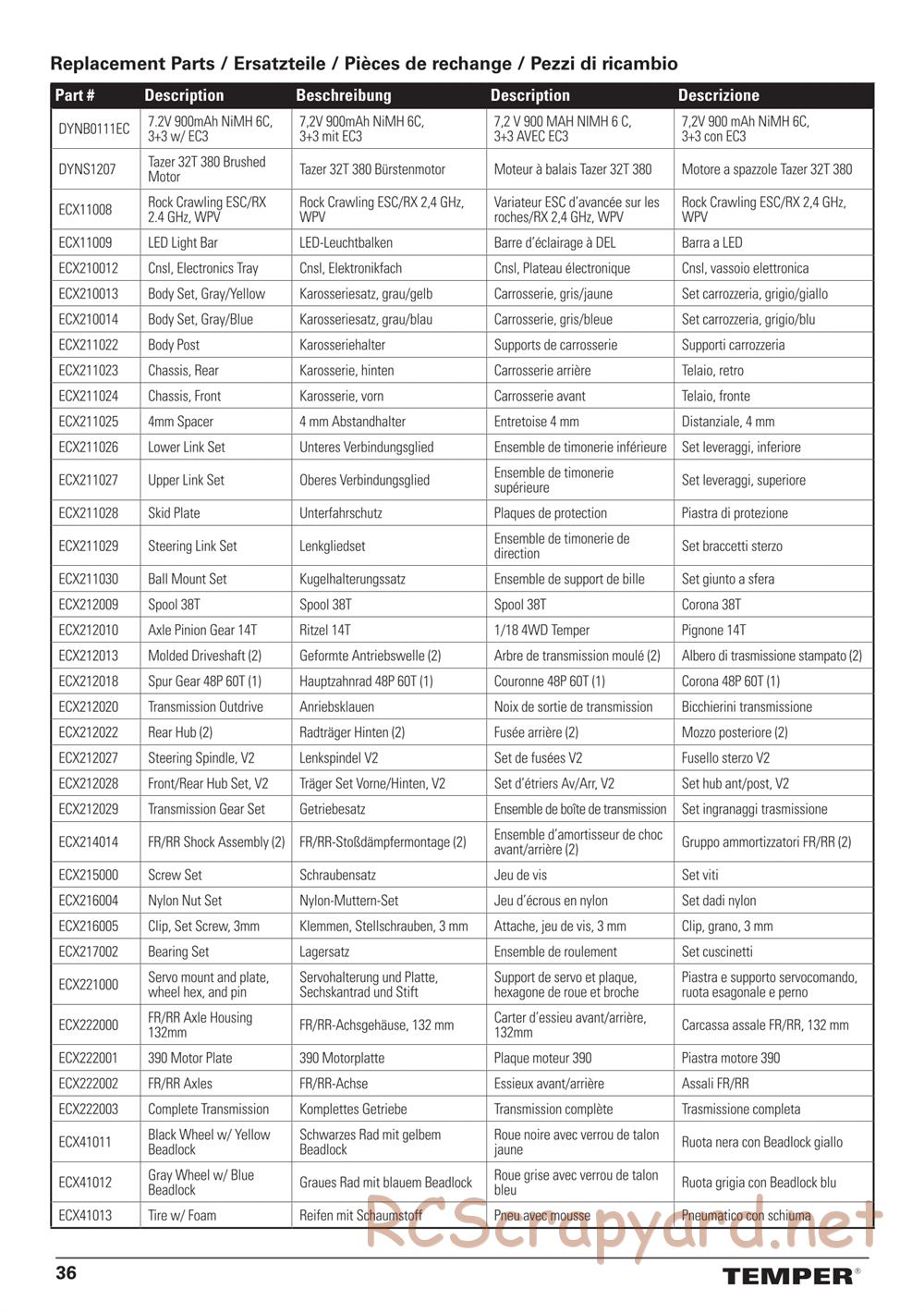 ECX - Temper Gen-2 4WD - Manual - Page 11