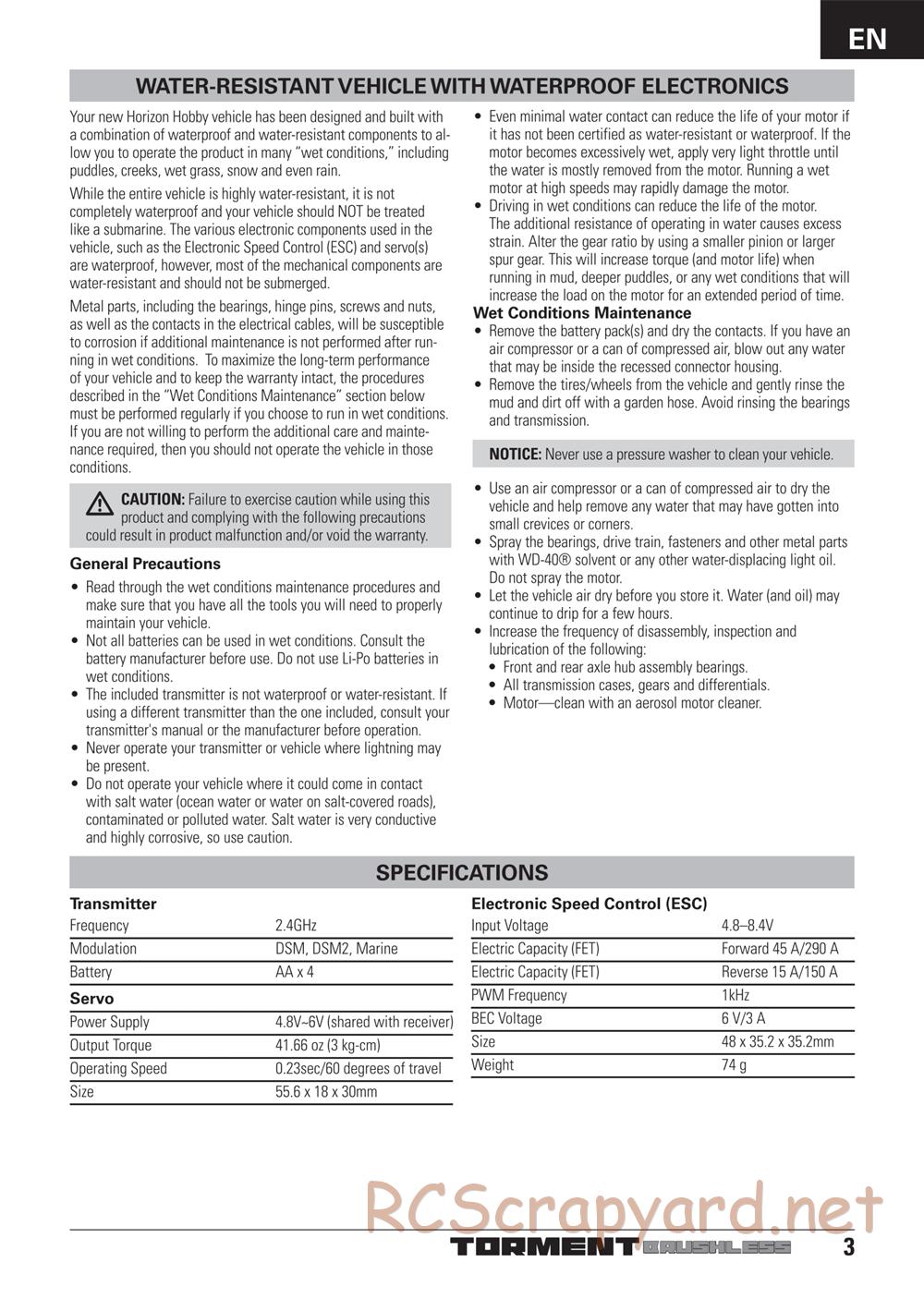 ECX - Torment Brushless 2WD - Manual - Page 3