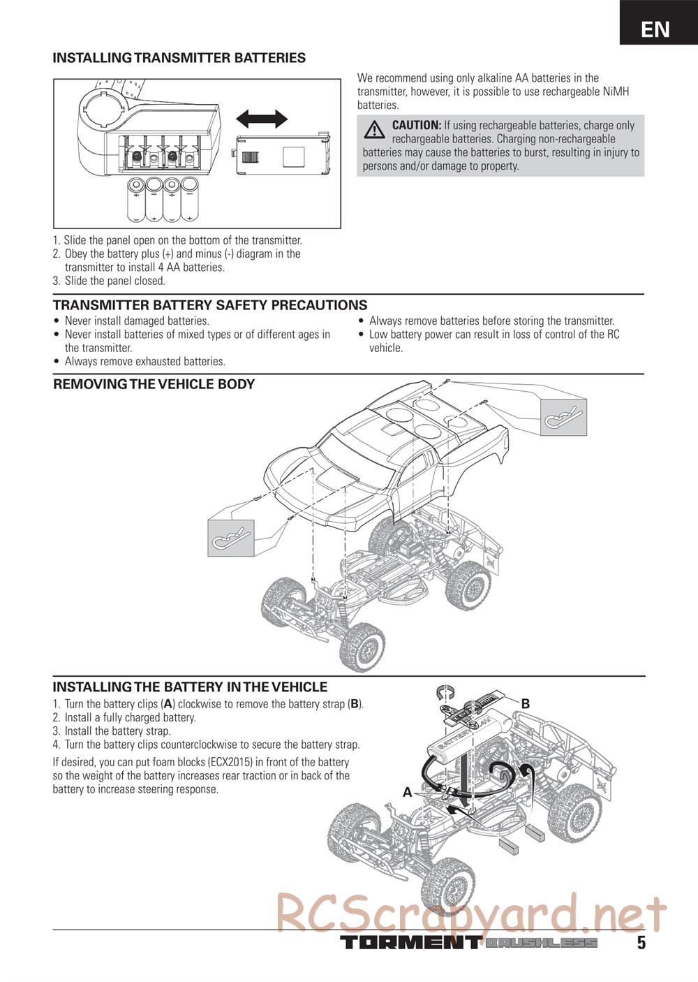 ECX - Torment Brushless 2WD - Manual - Page 5