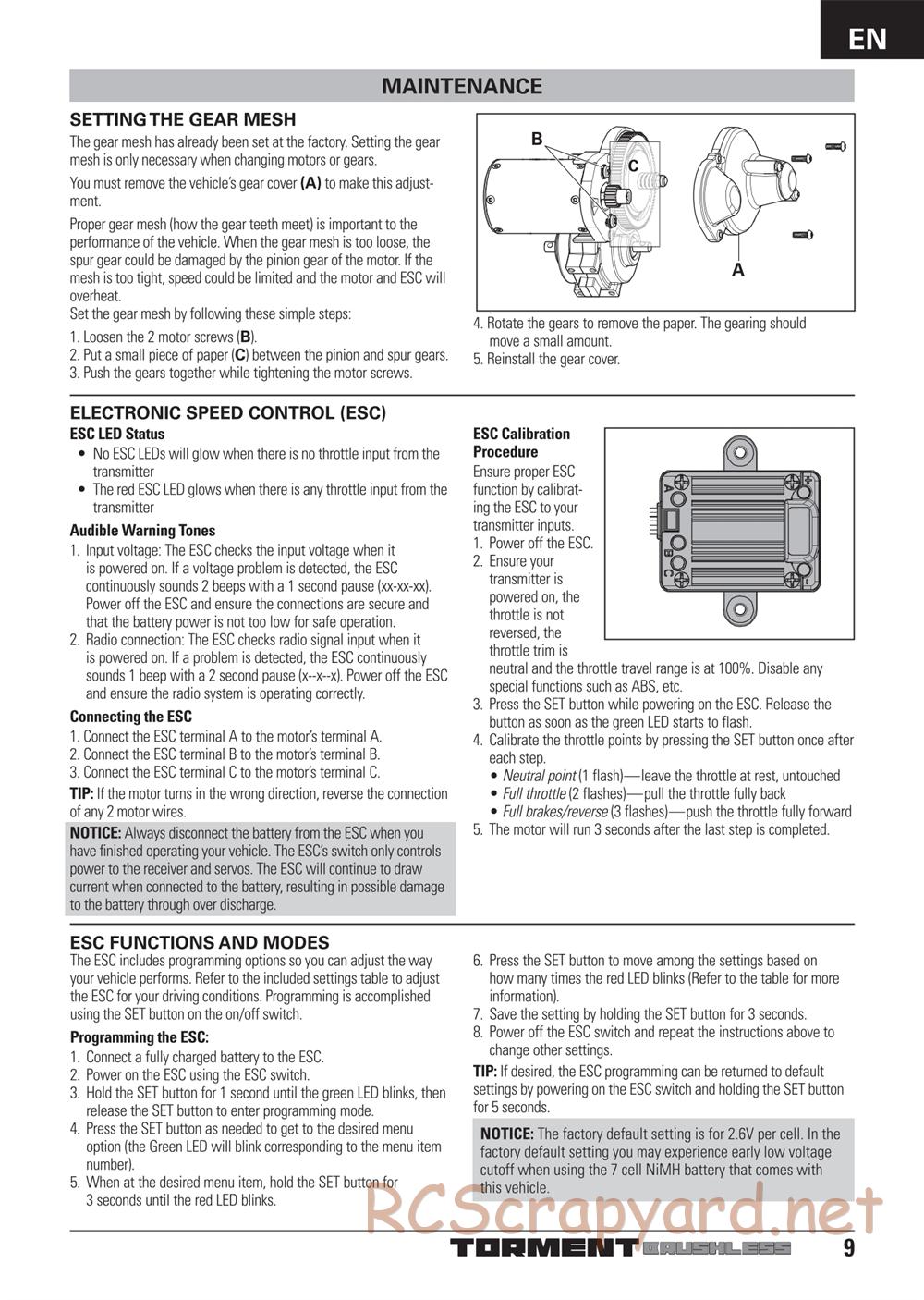 ECX - Torment Brushless 2WD - Manual - Page 9