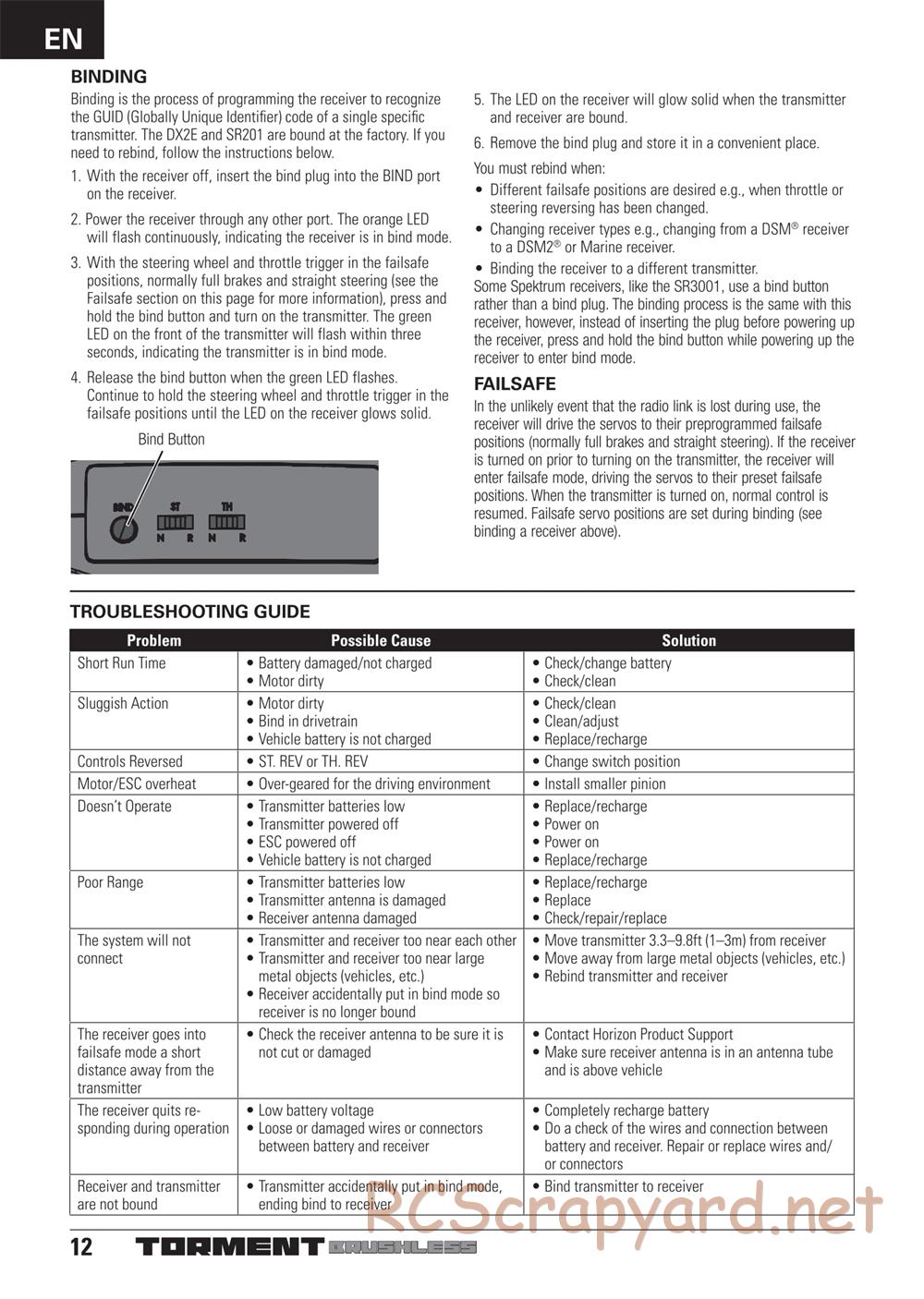 ECX - Torment Brushless 2WD - Manual - Page 12