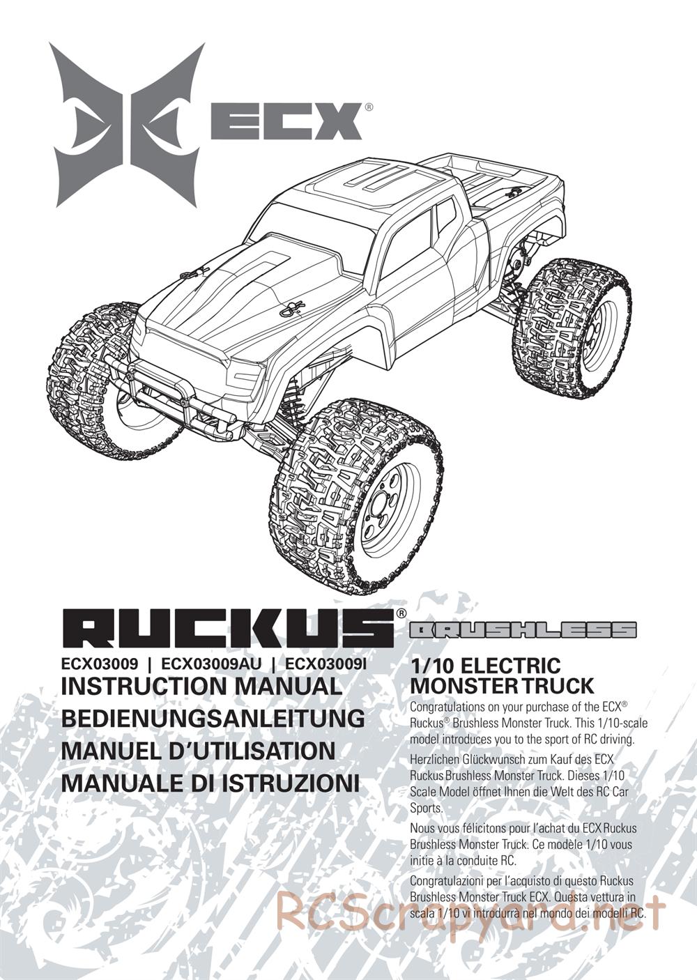 ECX - Ruckus 2WD Bl - Manual - Page 1