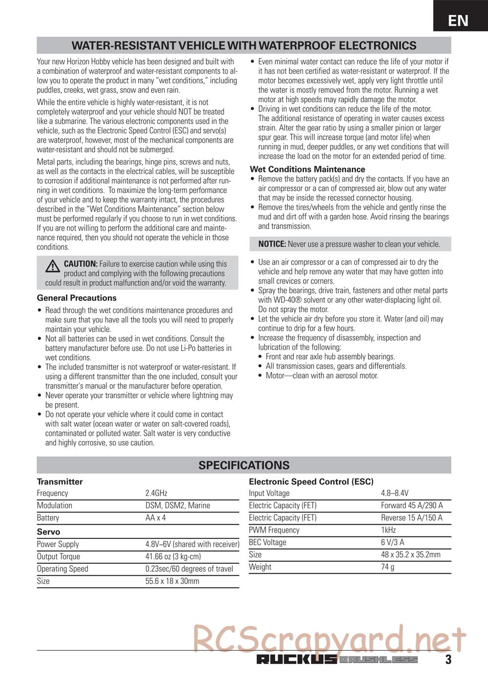 ECX - Ruckus 2WD Bl - Manual - Page 3