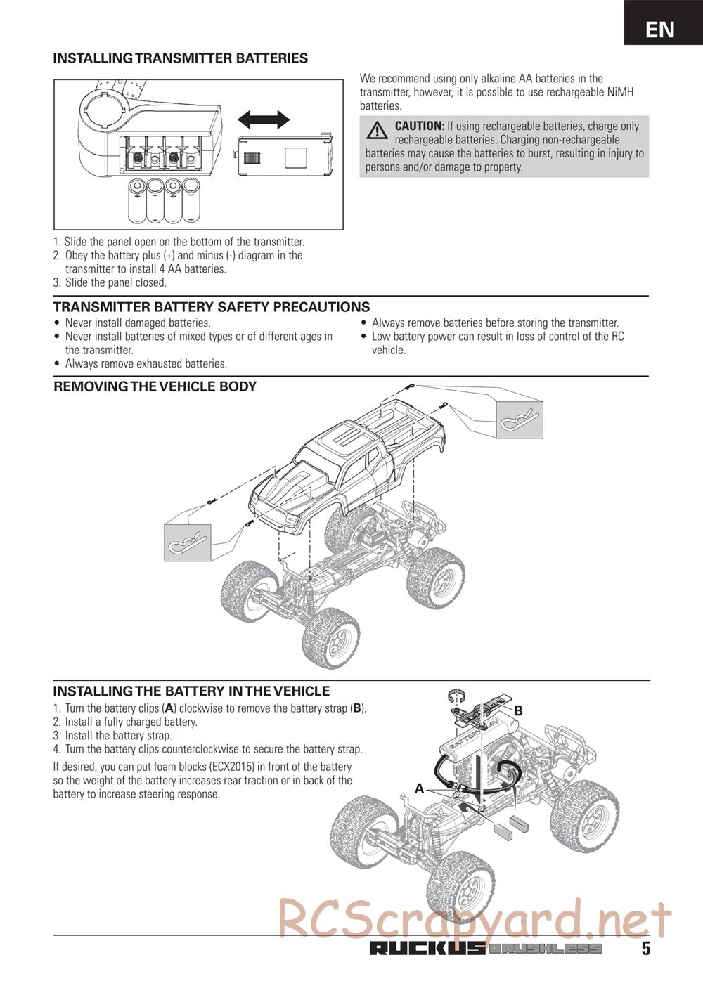 ECX - Ruckus 2WD Bl - Manual - Page 5