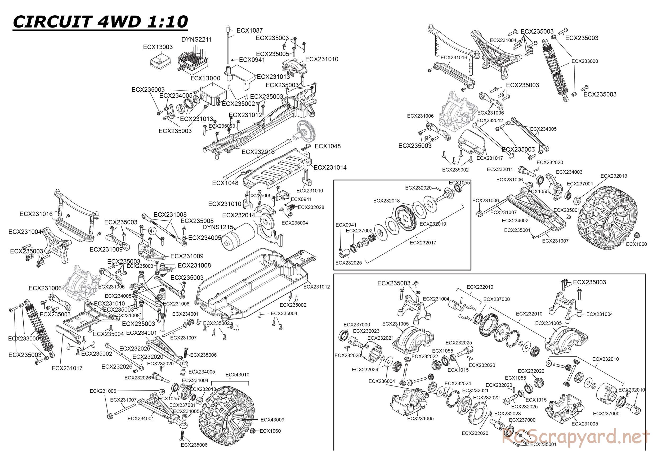 ECX - Circuit 4WD - Exploded View