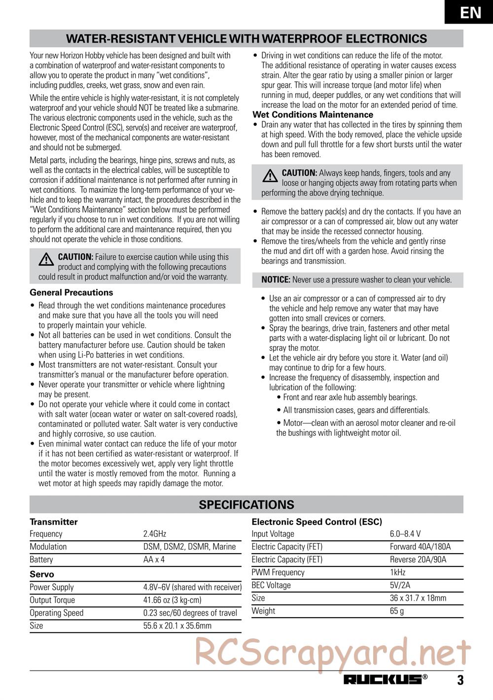ECX - Ruckus 4WD - Manual - Page 3