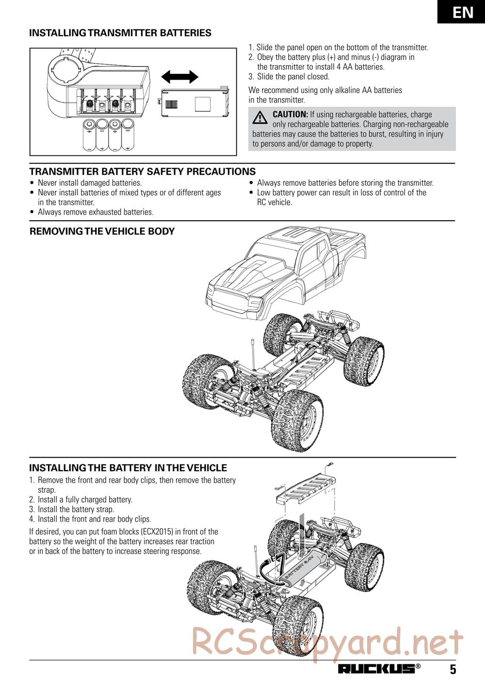 ECX - Ruckus 4WD - Manual - Page 5