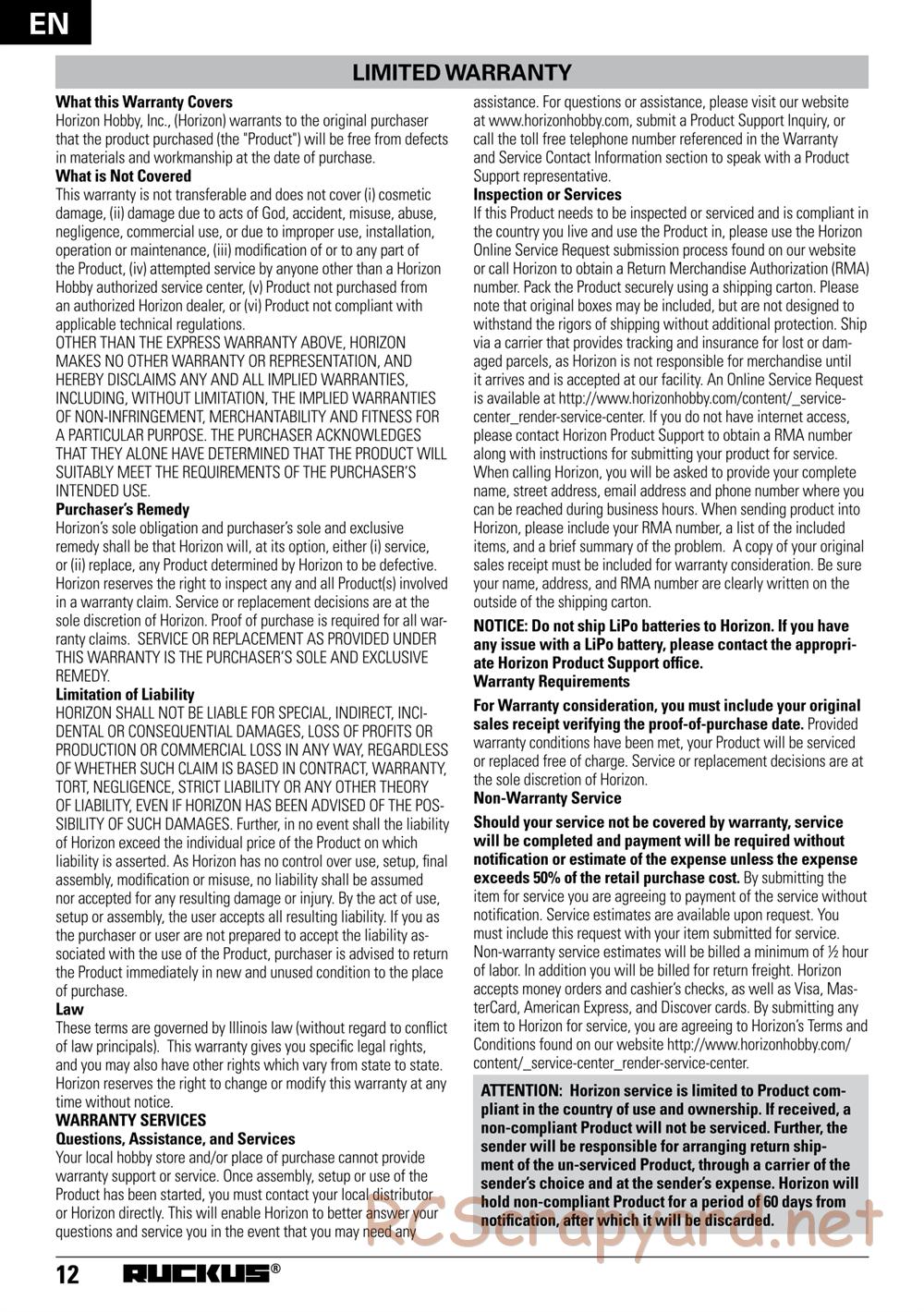 ECX - Ruckus 4WD - Manual - Page 12
