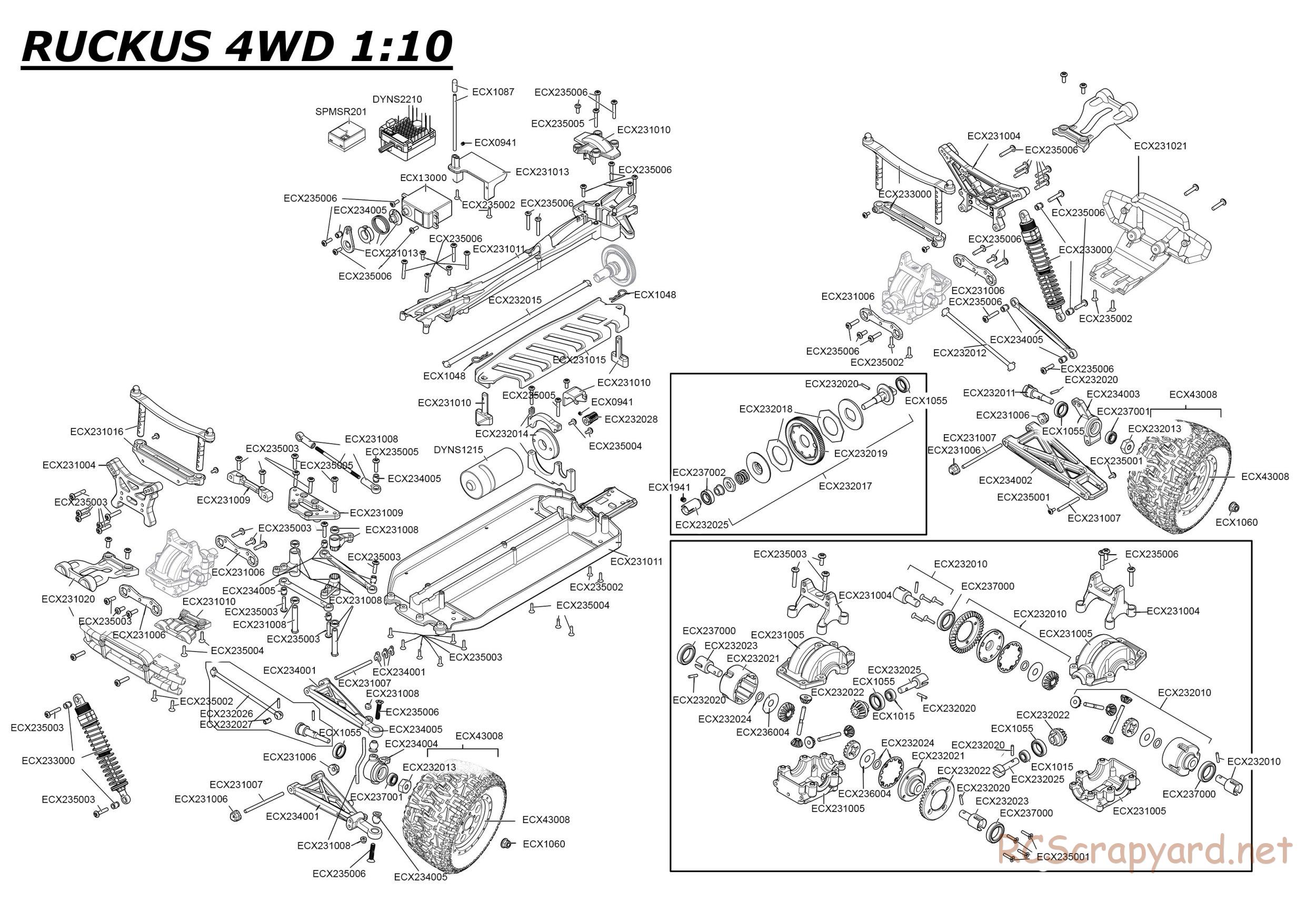 ECX - Ruckus 4WD - Exploded View