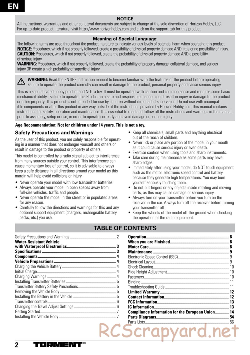ECX - Torment 4WD 1:10 - Manual - Page 2
