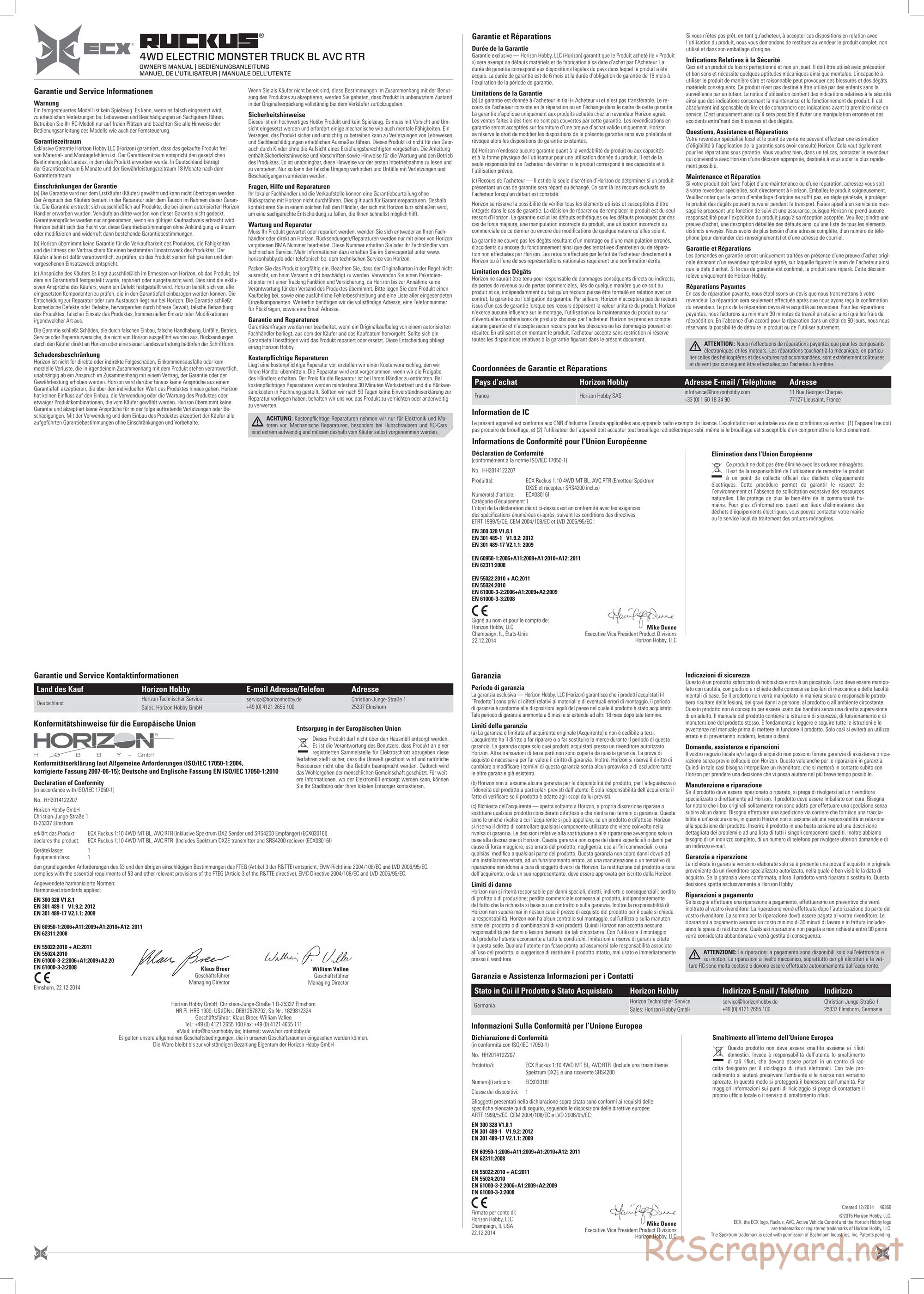 ECX - Ruckus 4WD Brushless - Manual - Page 4
