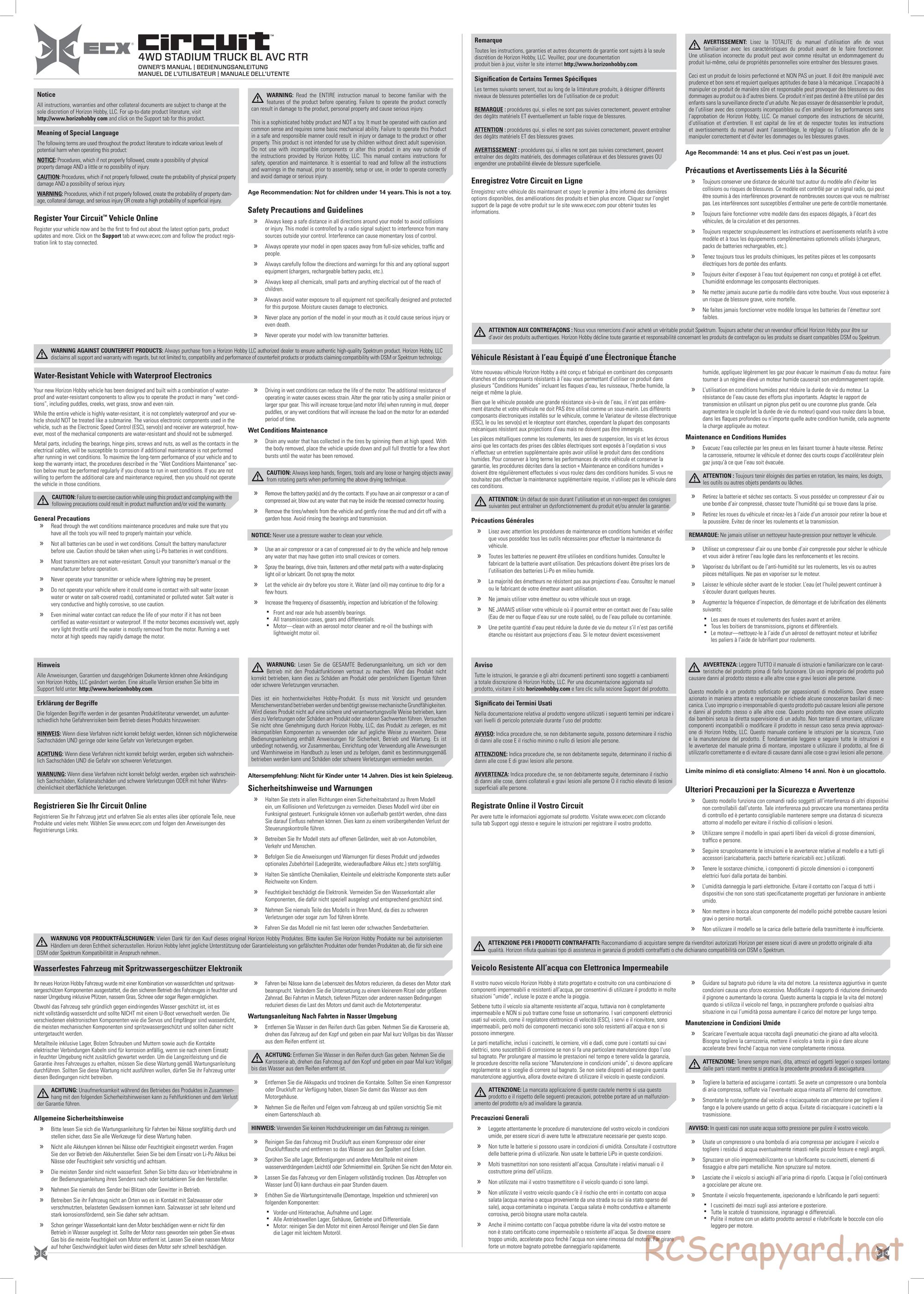 ECX - Circuit Brushless 4WD - Manual - Page 1