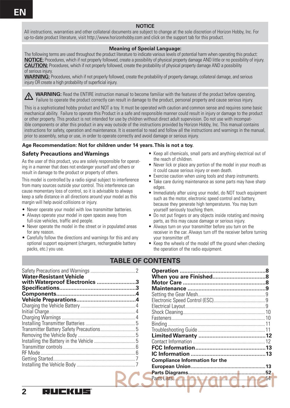ECX - Ruckus 2WD - Manual - Page 2