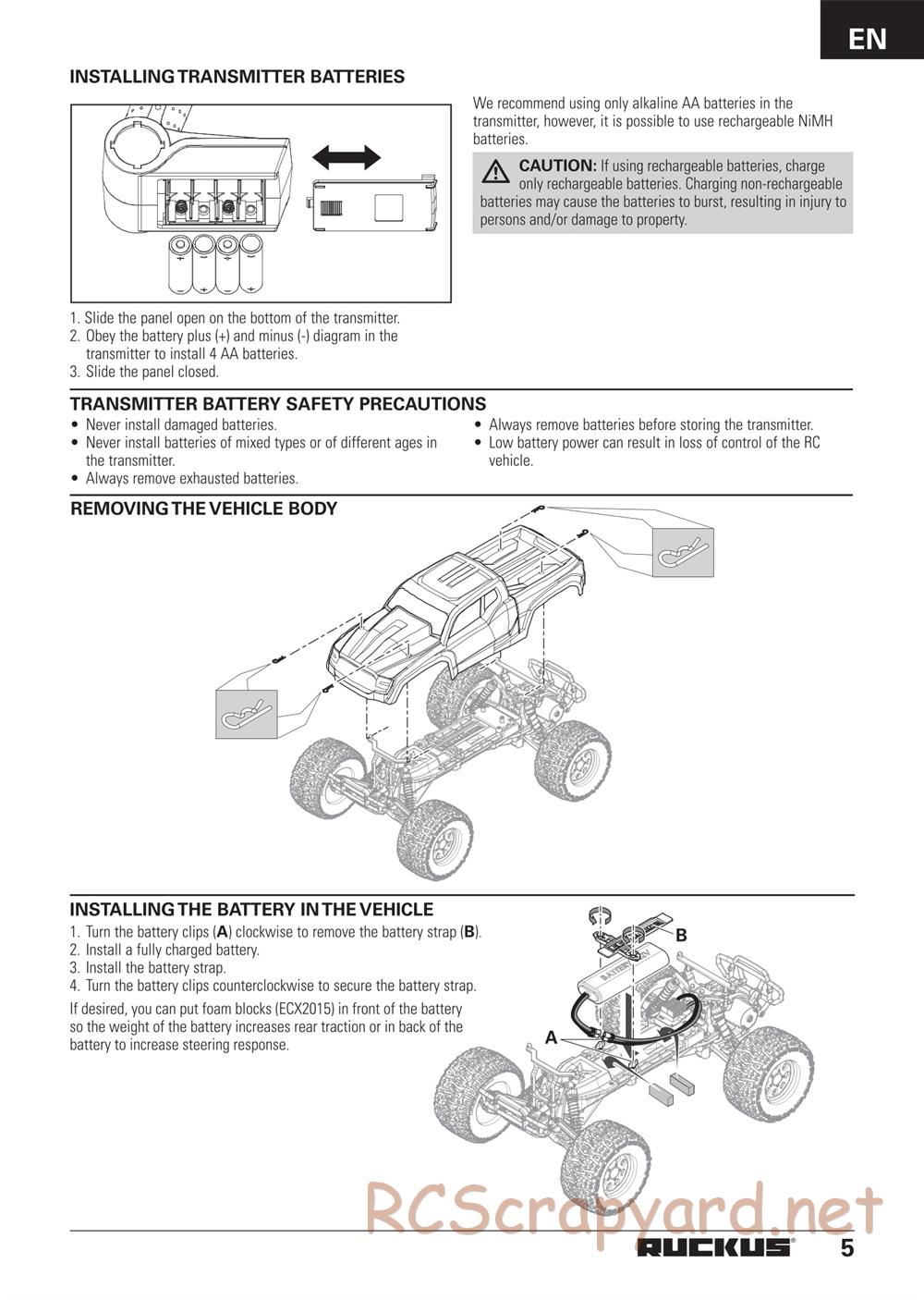 ECX - Ruckus 2WD - Manual - Page 5