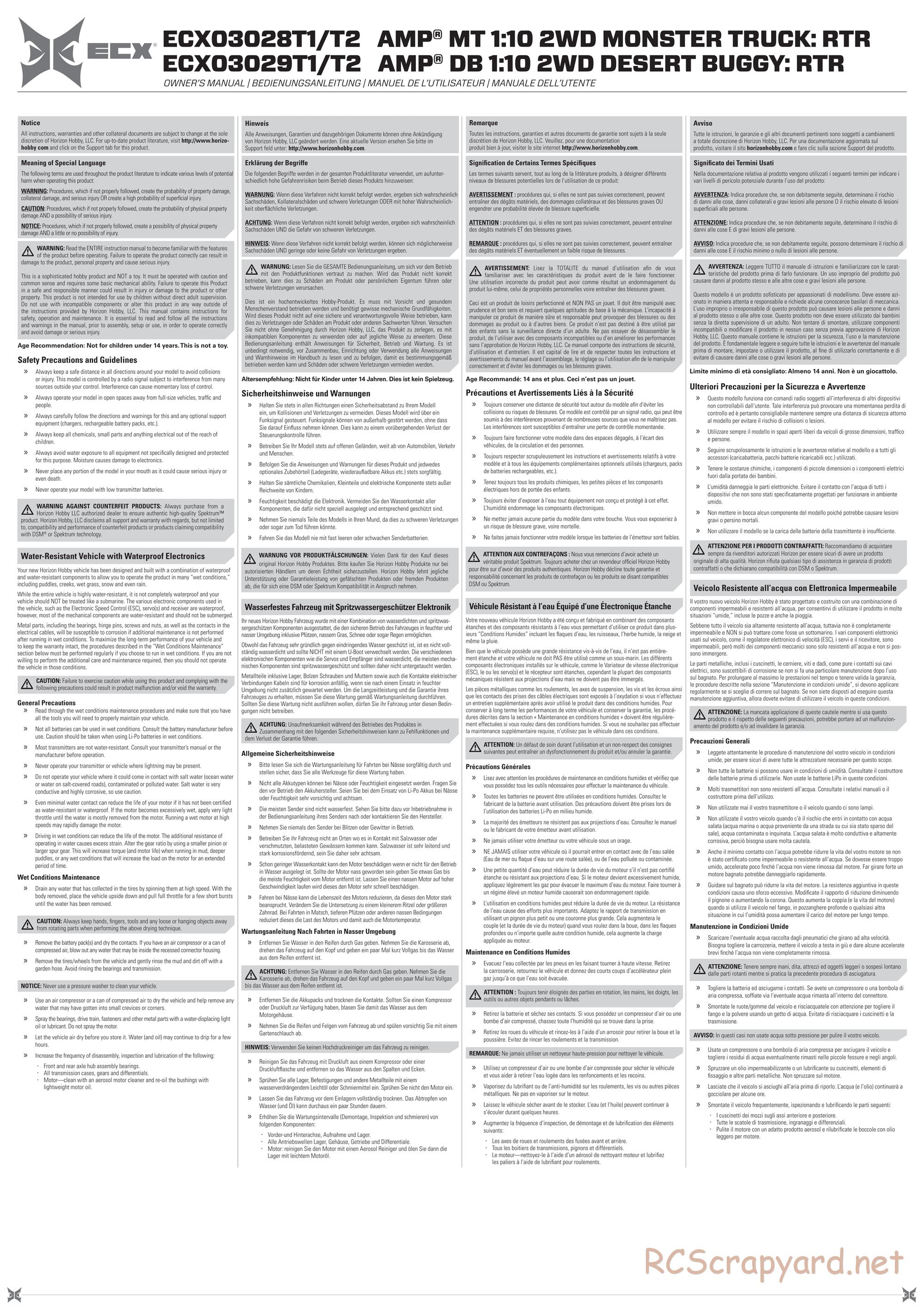 ECX - AMP MT 2WD - Manual - Page 1