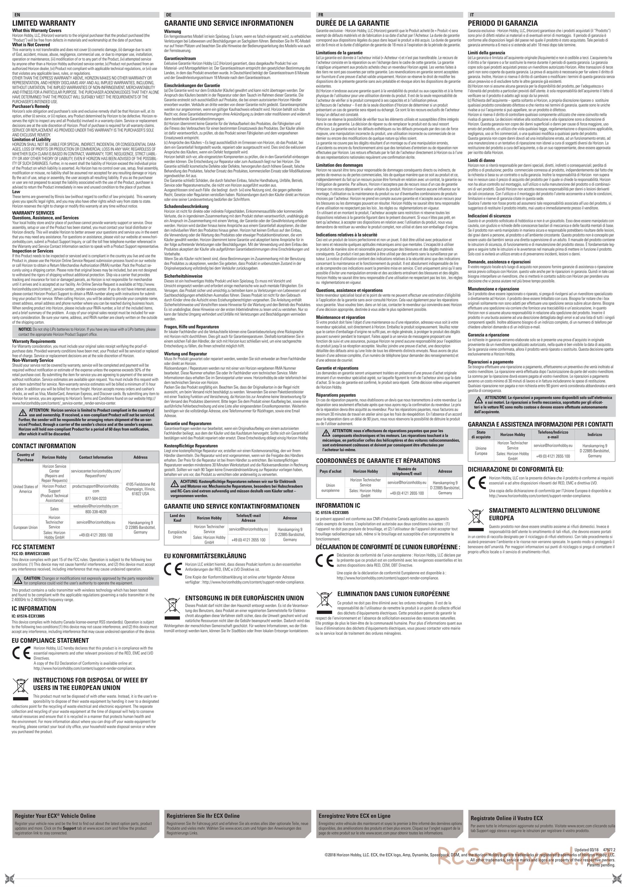 ECX - AMP MT 2WD - Manual - Page 4
